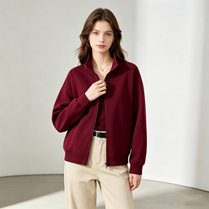 Veste polaire zippée bleu marine pour femme, col montant, décontractée, couleur unie, respirante, en maille, pour l'automne - Product Image 5