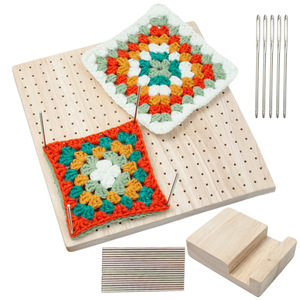 Kit de tablero de bloqueo de ganchillo de madera con 20 clavijas, <span class=keywords><strong>agujas</strong></span> de tejer, tablero de bloqueo, juego de tablero de gancho de ganchillo de hilo para manualidades DIY - Product Image 1