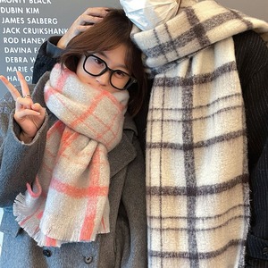 Colección Otoño Invierno, Bufanda Larga <span class=keywords><strong>de</strong></span> Felpa a Cuadros para Mujer, Chal para Estudiantes, Material <span class=keywords><strong>de</strong></span> Poliéster para Parejas, Detección <span class=keywords><strong>de</strong></span> Agujas - Product Image 4