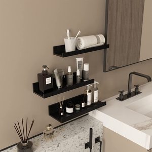 Estantes Flotantes de Madera Negra, Diseño Moderno, Estante de Pared para Almacenamiento de Libros, para Oficina en Casa y Sala de Estar, Color Personalizable - Product Image 3