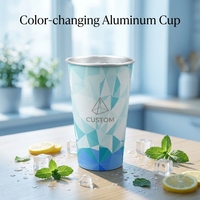 Gobelets en aluminium de 16 oz à changement de couleur activé par le froid, avec logo personnalisé, mugs à bière magiques en aluminium, tasses réutilisables pour stades et fêtes, vente en gros