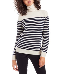 100% bon cachemire de haute <span class=keywords><strong>qualité</strong></span> <span class=keywords><strong>col</strong></span> <span class=keywords><strong>roulé</strong></span> <span class=keywords><strong>pull</strong></span> à rayures <span class=keywords><strong>pull</strong></span> tricoté pour femmes - Product Image 4