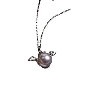 S925 <b>Silver</b> Pendant Accessory DIY Fashion Angel Necklace 7-8mm <b>Beads</b> Empty Stand Product Fashion Pendant Necklaces 30256 - Product Image 5