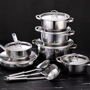 Poêle à frire et casserole à lait en acier inoxydable à fond à <span class=keywords><strong>induction</strong></span> avec couvercle en verre pour la cuisine domestique et l'extérieur – Ensemble d'ustensiles de cuisson - Product Image 1