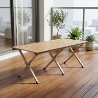 Table de camping pliante légère en acier au carbone moderne, hauteur réglable, mobilier d'extérieur, pique-nique 4 places, portable, vente en gros