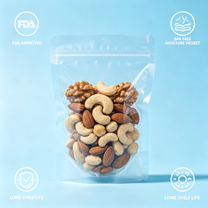ถุงพลาสติกใสแบบมีซิปล็อค ป้องกันความชื้น ปลอดสาร BPA สำหรับเก็บอาหารแห้ง เช่น ถั่ว - Product Image 1