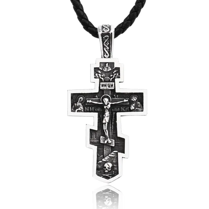 SS8-1228P Stahl Soldat Männer Christian Edelstahl Christus Jesus Anhänger Ost orthodoxe Kreuz Anhänger Halskette Schmuck