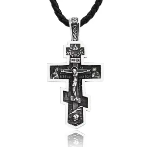 SS8-1228P Steel Soldier Men's Christian Stainless Steel Christ Jesus Pendant Eastern Orthodox Cross Pendant Necklace Jewelry