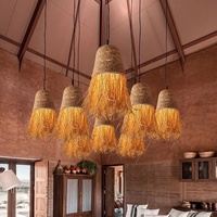 Lustre japonais de style Wabi-Sabi pour la maison, lampe créative de table à manger en raphia pour restaurant, bar, hôtel, chambre B & B chevet AC