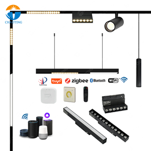 Tuya Wifi App Atenuación Imán Sistema de luz de riel Luz de techo ajustable Montado en superficie Colgante Luz de riel magnética - Product Image 1