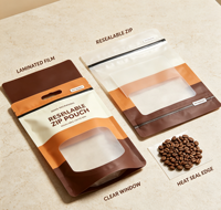 Sachets personnalisés à fermeture éclair, pochettes verticales en stock, emballage plastique mat refermable avec fenêtre, sacs à café pour snacks, emballage alimentaire en aluminium