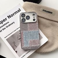 Coque de téléphone intégrale antichoc style Ins avec motif denim vintage et cadre de lentille givré pour iPhone 17 16 15 14 Pro Max
