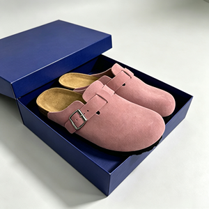 Mules plates confortables toutes saisons 2026 en cuir véritable avec semelle intermédiaire en gel respirante et semelle extérieure en caoutchouc à boucle - Product Image 1