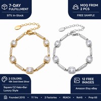 Meilleures ventes 2026 – Bracelets de luxe en acier inoxydable plaqué or 18 carats avec zircon, personnalisables, pour femmes