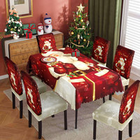 Nouvel ensemble de nappe de Noël et de housses de chaise extensibles – Décoration festive pour la maison, nappe de table imperméable et anti-poussière