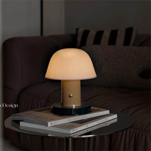 Lampe de table <span class=keywords><strong>champignon</strong></span> de designer danois, rechargeable, sans fil, tactile, style nordique rétro, pour chambre à coucher, abat-jour <span class=keywords><strong>blanc</strong></span>, luxe léger - Product Image 3
