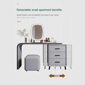 Belle <span class=keywords><strong>commode</strong></span> design pour femme Offre Spéciale avec miroir lumineux à LED <span class=keywords><strong>Prix</strong></span> <span class=keywords><strong>de</strong></span> gros Coiffeuse à maquillage en <span class=keywords><strong>bois</strong></span> <span class=keywords><strong>rose</strong></span> personnalisée à vendre - Product Image 3