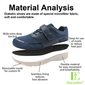 Pabrik kain uniseks atas ekstra lebar kaki pereda nyeri Edema Slip-on neuropatik diabetes sepatu jalan - Product Image 4
