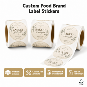 Etiquetas Redondas Personalizadas Autoadhesivas para Panadería, Resistentes al Agua y al Aceite, Etiquetas de Embalaje de Alimentos de Primera Calidad - Product Image 2