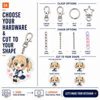 Porte-clés en acrylique Fille Anime, échantillon d'art gratuit, acrylique transparent 3mm, impression double face, fermoir mousqueton, OEM ODM, faible MOQ