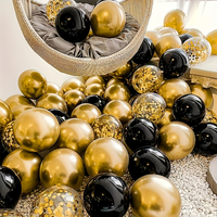30 ballons en latex noirs et dorés, adaptés aux décorations d'anniversaire, de fête de retraite, du réveillon du Nouvel An et aux cérémonies de remise des diplômes
