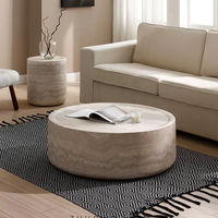 Table basse ronde de luxe moderne en travertin blanc super fin, marbre d'Italie, meubles pour salon