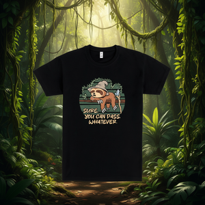 T-shirt Slothdalf nera per adulti, unisex, con design grafico, abbigliamento casual - Product Image 3