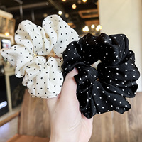 Chouchous en satin à pois pour femmes, élastiques à cheveux style vintage, en tissu doux, attaches pour queue de cheval, accessoire capillaire