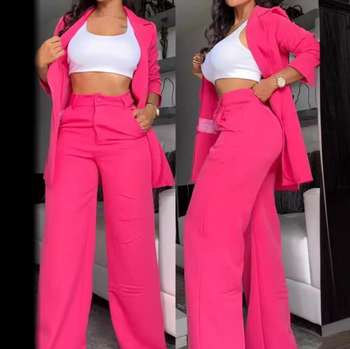 Wholesale Women's Clothing 2025 New Solid Color Business Suit Set Women's 2 Piece Suit Set