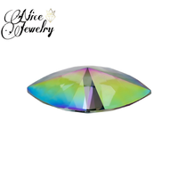 Belle pierre de moissanite synthétique créée en laboratoire, couleur AB, taille marquise, cabochon, effet de jeu de couleurs/feu, certifiée par un tiers