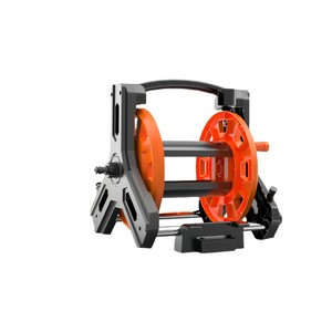 Enrouleur de tuyau portable sur roulettes, en plastique orange, support de rangement manuel pour tuyau d'eau, pour jardin et lavage de voiture - Product Image 2