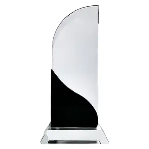 2023 Le dernier trophée en verre de cristal simple à haute transparence Cristal noir haut de gamme personnalisé pour le prix