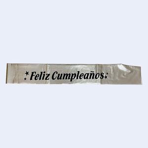 Banda de Feliz Cumpleaños Plateada con Letras Negras, Decoración Elegante para Fiesta, Bolsa de 12 Piezas - Product Image 1