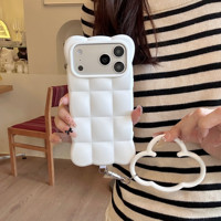 Coque personnalisable DIY tendance pour iPhone 18 17 Pro Max en TPU 3D Nuage, protection intégrale antichoc, écologique avec cordon