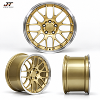 Jantes forgées 6061-T6 à rayons fendus dorés avec lèvre chromée, finition or poli concave, 18-22 pouces, 5x112 5x114.3 pour BMW Audi Mercedes-Benz