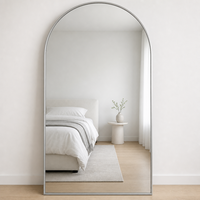 Miroir sur pied arqué pleine longueur sur mesure pour usine, 100x200cm, miroir HD 4mm, vente en gros pour hôtels et villas