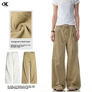 <span class=keywords><strong>Pantalon</strong></span> <span class=keywords><strong>cargo</strong></span> décontracté ample de style rétro américain 11KN, taille mi-haute, fermeture éclair, design unisexe, jambe large, <span class=keywords><strong>pantalon</strong></span> long droit - Product Image 1