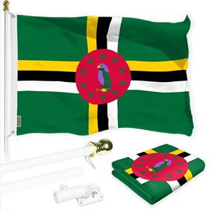 UD2 G128 Combo Pack 6 Ft senza groviglio in alluminio Spinning pennone (bianco) 3x5 Ft litewave Pro Series Dominica Yard Sign Lawn