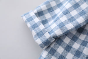 Ensemble pantalon et chemise à carreaux en coton 100% pour enfants, couleur kaki, pour garçons, été - Product Image 3