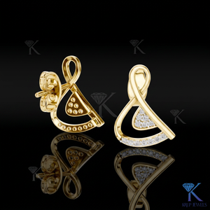 ต่างหูริบบิ้นรูปผีเสื้อ ทองคำแท้ 14K 18K สำหรับผู้หญิง สไตล์มินิมอล เหมาะสำหรับงานแต่งงาน งานปาร์ตี้ ผลิตโดยผู้ผลิตเครื่องประดับ - Product Image 1