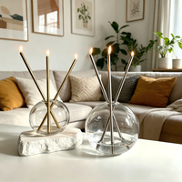 Vente en gros de boîtes cadeaux personnalisées avec logo, emballage de bougies éternelles en paraffine liquide globulaire, bougie éternelle avec 3 chandeliers en métal