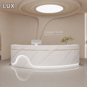 LUX Led <b>Reception</b> <b>Desk</b> Pink <b>Salon</b> <b>Reception</b> <b>Desk</b> White Cash Counter Boutique Clothing Store Checkout Counter - Product Image 6