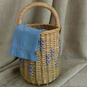 Hot Sale <b>Plastic</b> Rattan Storage Retro Wall Basketball Portable and Durable Washable Hanging Flower Basketball - Product Image 4