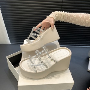 2024 Summer New Fashion All-match Outdoor Wedge Thick Bottom Rhinestone <b>Sandals</b> Pu Women's Shoes - Product Image 2