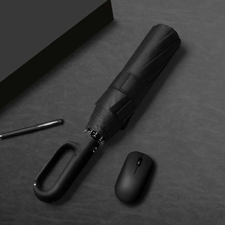 Hook Handle  2 Fold Comfortable Grip Portable Reinforced Double Ribs Windproof Sun Protection Buckle Handle  Automatic Umbrella