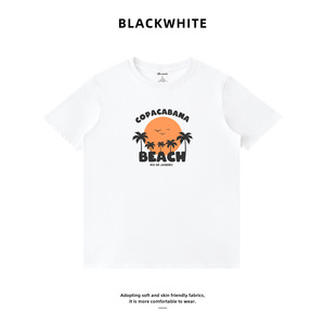 Camiseta de manga corta con estampado de palmeras y puesta de sol de verano, Top informal para hombre y mujer, transpirable, de secado rápido, Q84 - Product Image 1