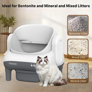 PETAOK Mini-<span class=keywords><strong>E</strong></span> Bac à litière intelligent 65L Grande capacité Silencieux Nettoyage automatique Contrôle des odeurs Contrôlé par l'application Tuya Ouverture supérieure pour tous les chats - Product Image 4