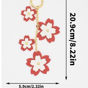 Stylish PU Leather Flower <b>Keychain</b> Bag Charm <b>Custom</b> Cherry Blossom <b>Keychain</b> New Style Cherry Blossom <b>Keychain</b> for Gifts - Product Image 3