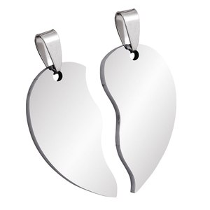 Ciondolo a Cuore Spezzato in Acciaio, Gioielli e Charms Raffinati - Product Image 1