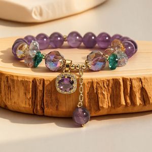 Manufacturer Amethyst Natural Stone Luck Bead <strong>Bracelet</strong> with Zircon Friendship Best Friends <strong>Sister</strong> Lucky Beads Beaded <strong>Bracelet</strong> - Product Image 3